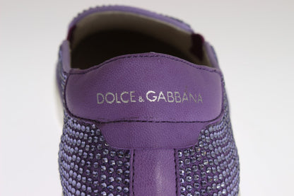 Dolce &amp; Gabbana Eleganckie Fioletowe Trampki Strass Fashion