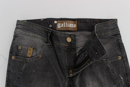 Eleganckie jeansy John Galliano Slim Fit w kolorze szarym