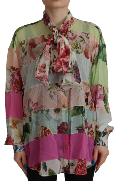 Dolce & Gabbana Elegant Floral Patchwork Silk Blouse