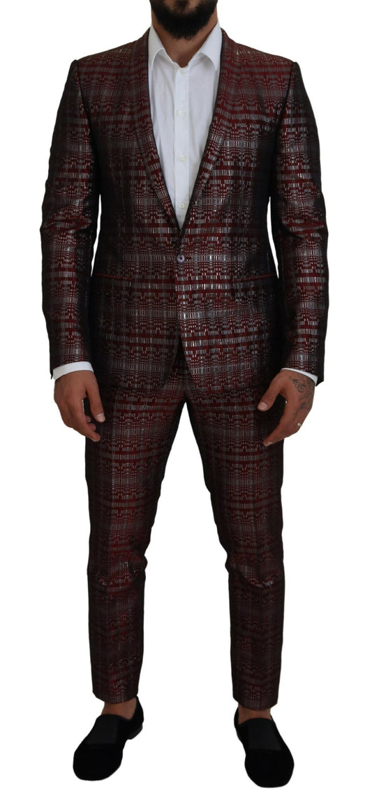 Bordeaux Fantasy Slim Fit Dwuczęściowy garnitur