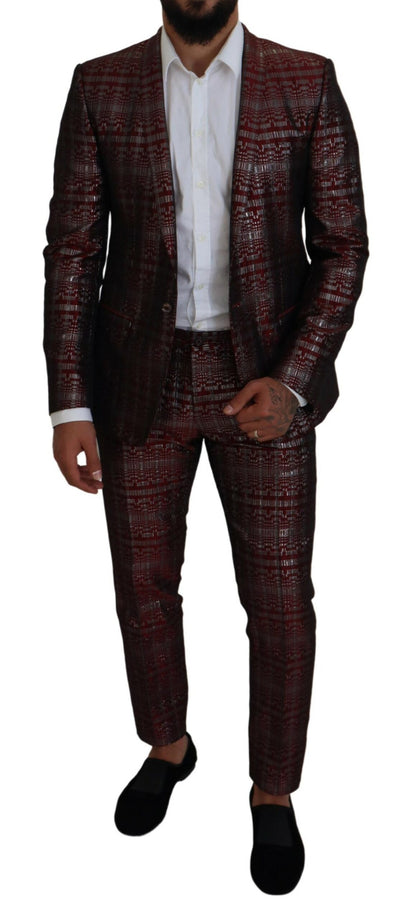 Bordeaux Fantasy Slim Fit Dwuczęściowy garnitur