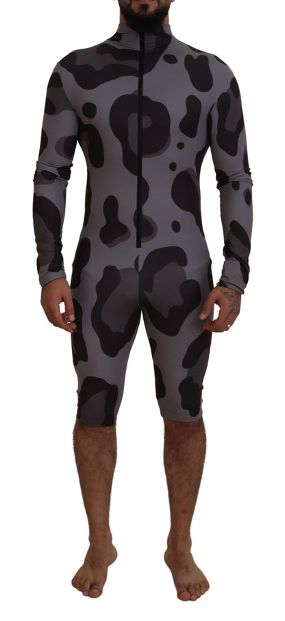 Dolce & Gabbana Elite Gray Patterned Men's Wetsuit Swimwear