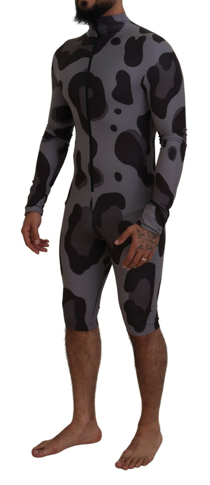 Dolce & Gabbana Elite Gray Patterned Men's Wetsuit Swimwear