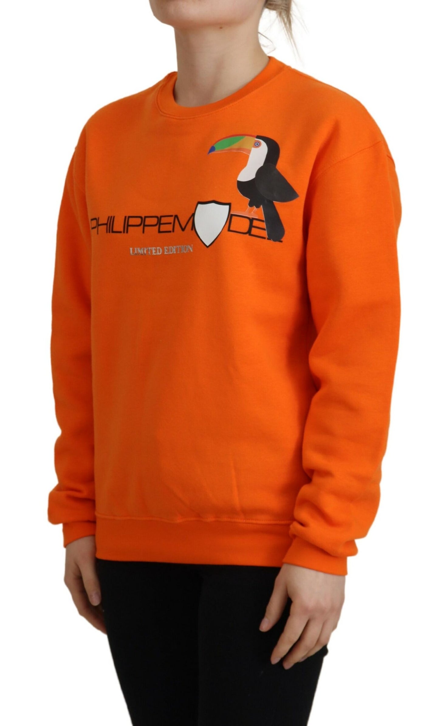 Philippe Model Chic Orange Printed Long Sleeve Pullover Sweater