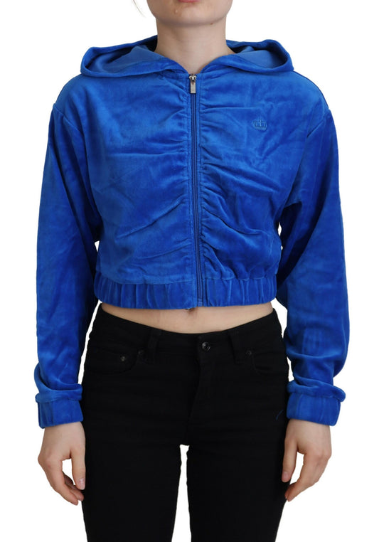 Bluza z kapturem Glam Zip Cropped w kolorze niebieskim