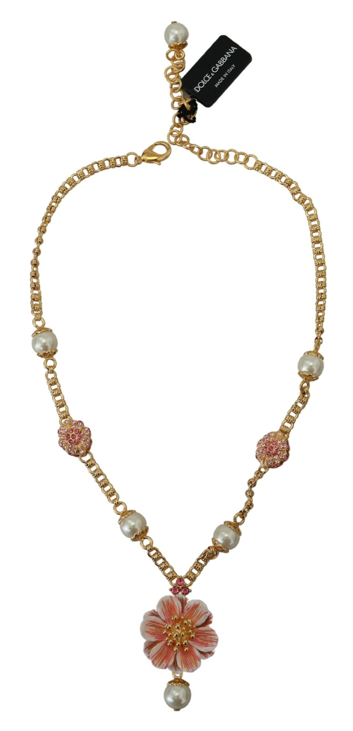 Dolce & Gabbana Elegant Floral Statement Charm Necklace