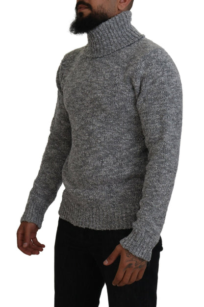 Dolce & Gabbana Elegant Gray Wool-Blend Turtleneck Sweater