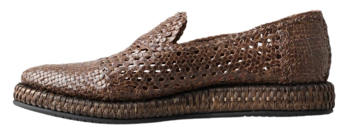 Eleganckie skórzane półbuty typu slipper loafers w kolorze brązowym