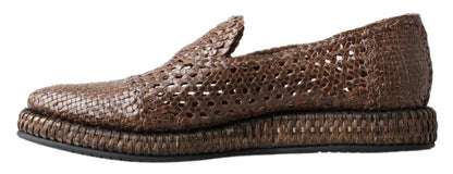 Eleganckie skórzane półbuty typu slipper loafers w kolorze brązowym