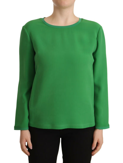 Armani Elegant Silk Long Sleeve Sweater in Lush Green