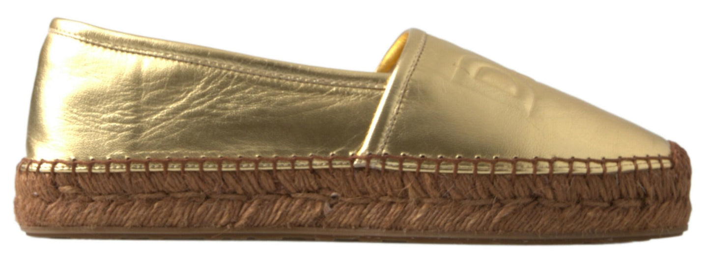 Złote Elegance Skórzane Espadryle