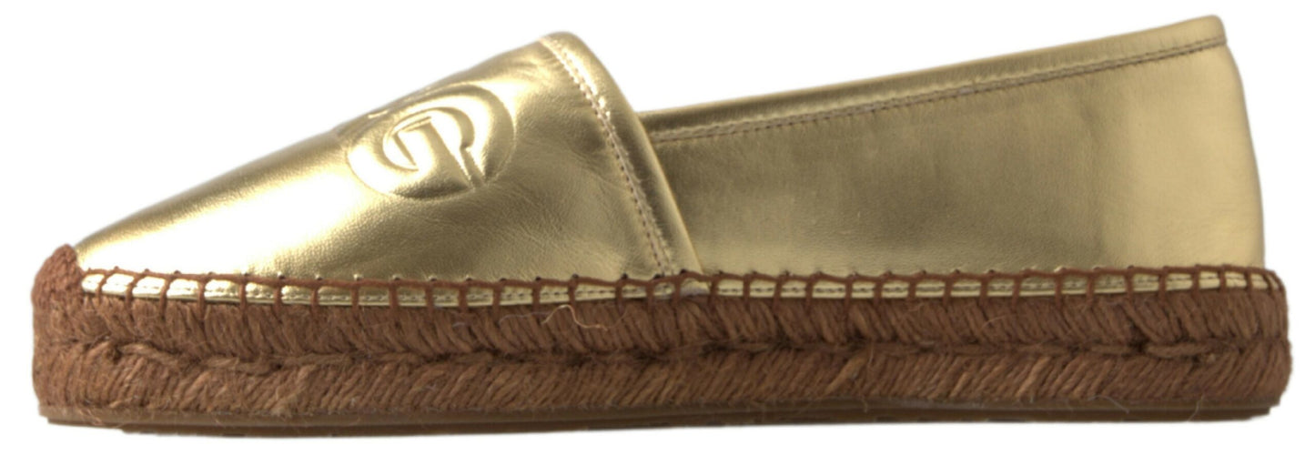 Złote Elegance Skórzane Espadryle