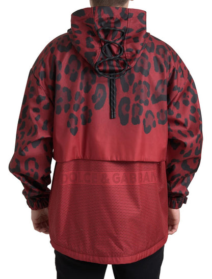 Kurtka z kapturem Radiant Red Leopard Print