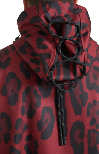 Kurtka z kapturem Radiant Red Leopard Print