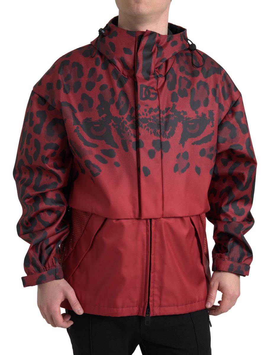 Kurtka z kapturem Radiant Red Leopard Print