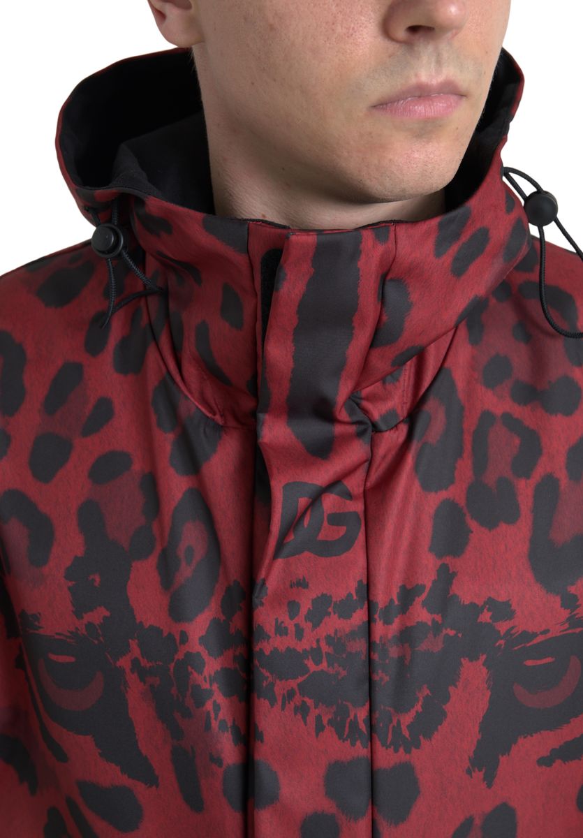 Kurtka z kapturem Radiant Red Leopard Print