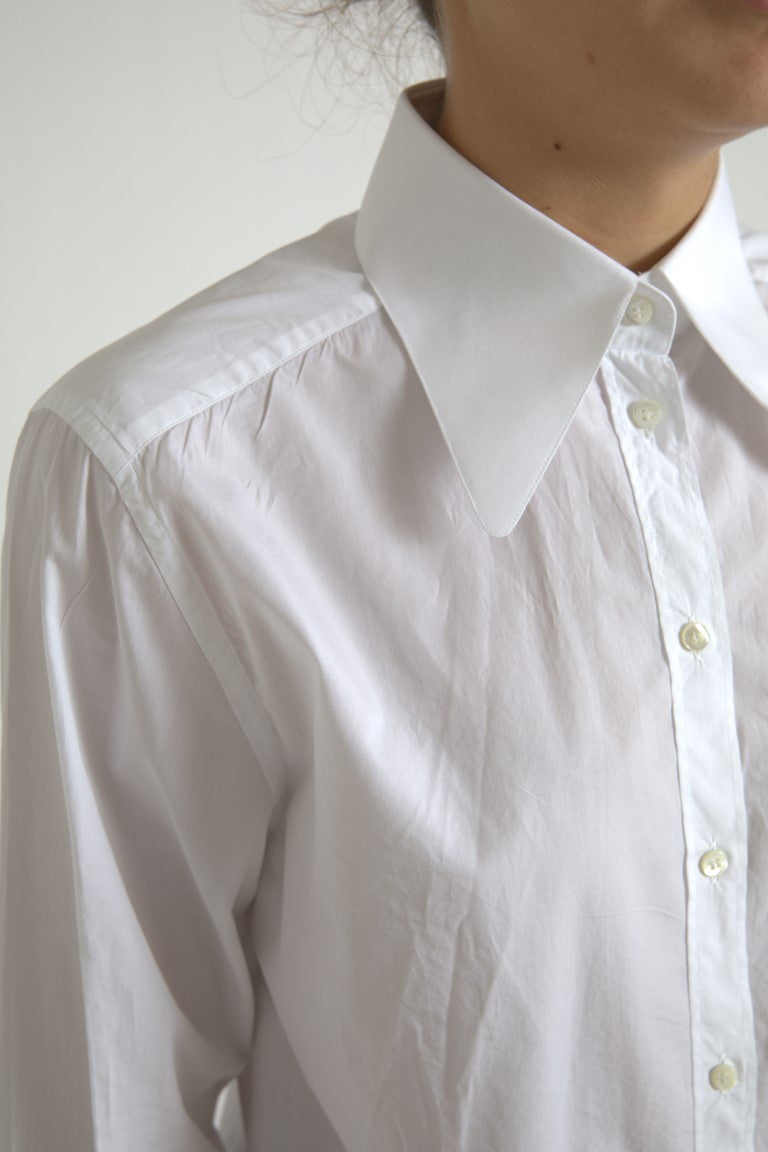 Dolce & Gabbana Elegant White Cotton Collared Top