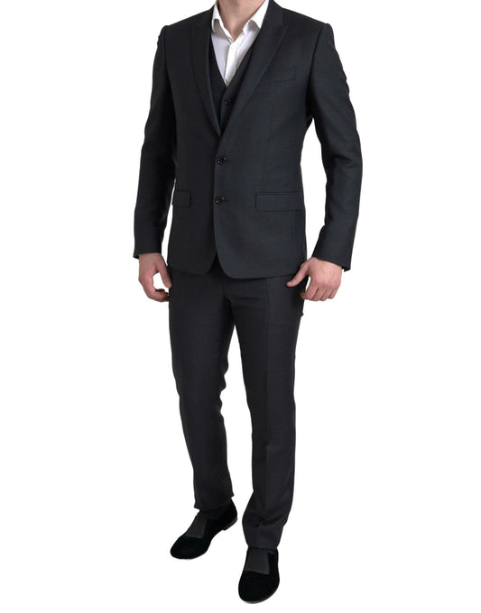 Elegancki czarny garnitur Martini Slim Fit 3-częściowy