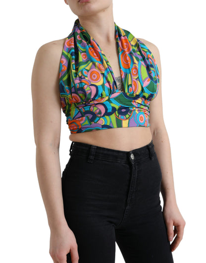 Dolce & Gabbana Elegant Silk Blend Halter Cropped Top