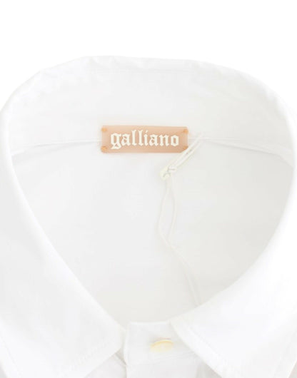 Bluzka z krótkim rękawem John Galliano Chic White Cotton Blend