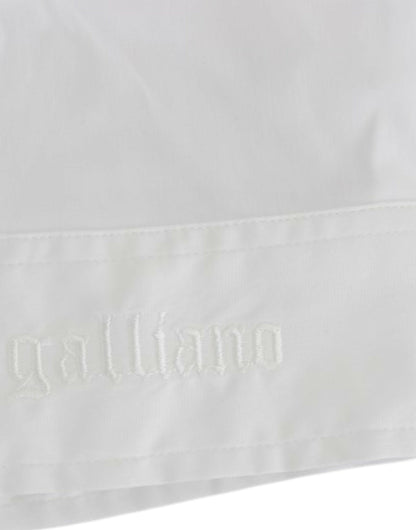 Bluzka z krótkim rękawem John Galliano Chic White Cotton Blend