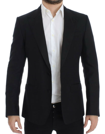 Dolce &amp; Gabbana Elegancka Czarna Jedwabna Mieszanka Blazer Sicilia