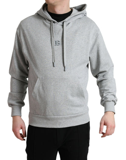 Dolce & Gabbana Chic Gray Logo Hooded Cotton Sweater