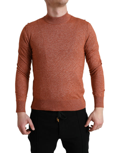 Dolce & Gabbana Silk-Cashmere Orange Crew Neck Sweater