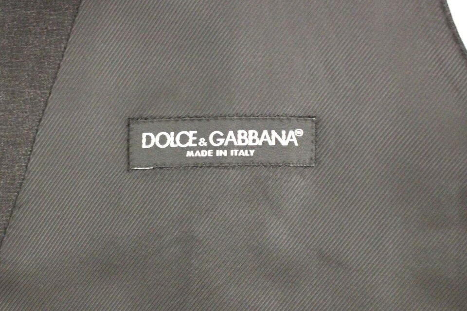 Dolce &amp; Gabbana Elegancka Szara Wełniana Sukienka Kamizelka