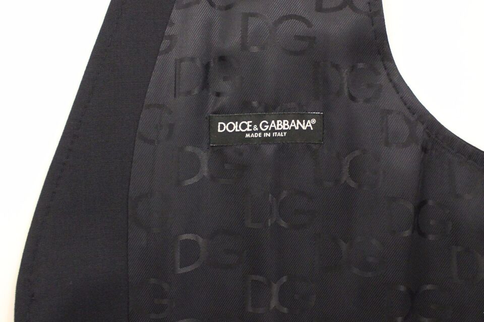 Dolce &amp; Gabbana Elegancka szara sukienka w paski z wełny i jedwabiu