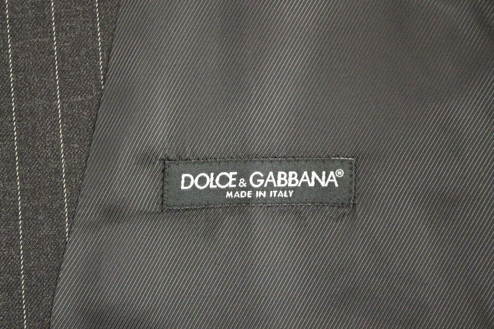 Dolce &amp; Gabbana Elegancka szara sukienka w paski kamizelka