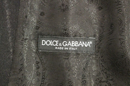 Dolce &amp; Gabbana Elegancka Czarna Sukienka W Paski Jednorzędowa Kamizelka