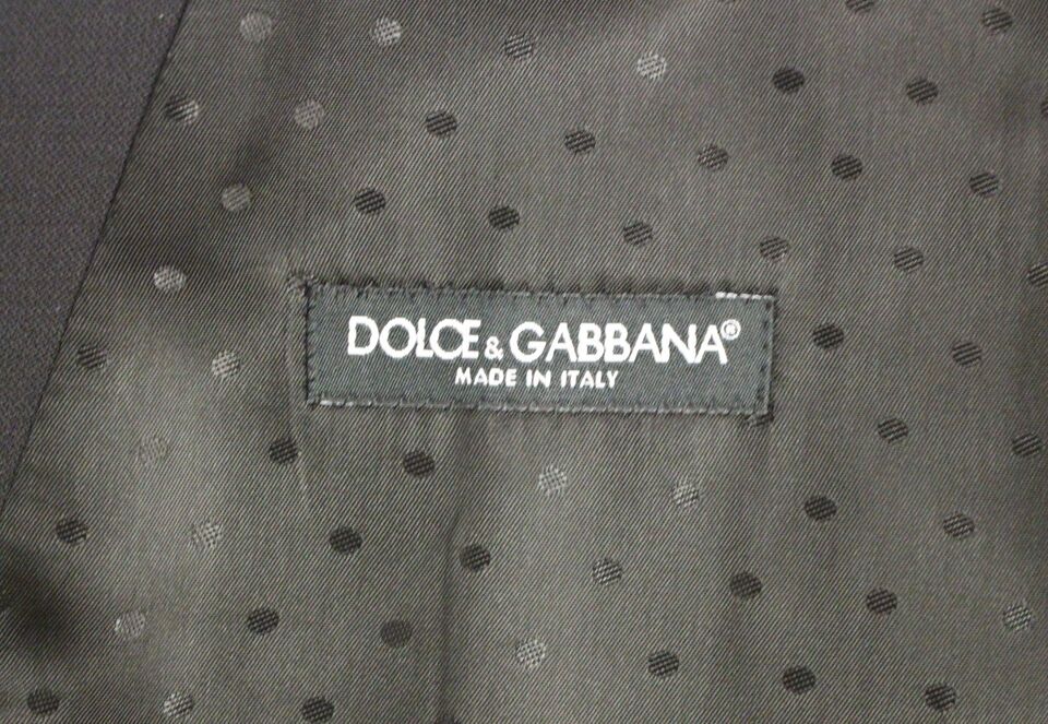 Dolce &amp; Gabbana Elegancka Czarna Wełniana Jedwabna Sukienka Kamizelka