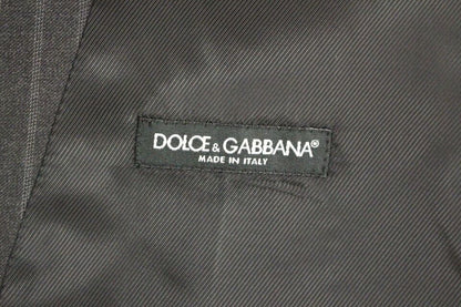 Dolce &amp; Gabbana Elegancka Szara Pasiasta Wełniana Sukienka Kamizelka