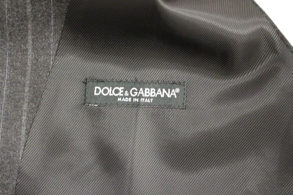 Dolce &amp; Gabbana Elegancka szara sukienka w paski kamizelka