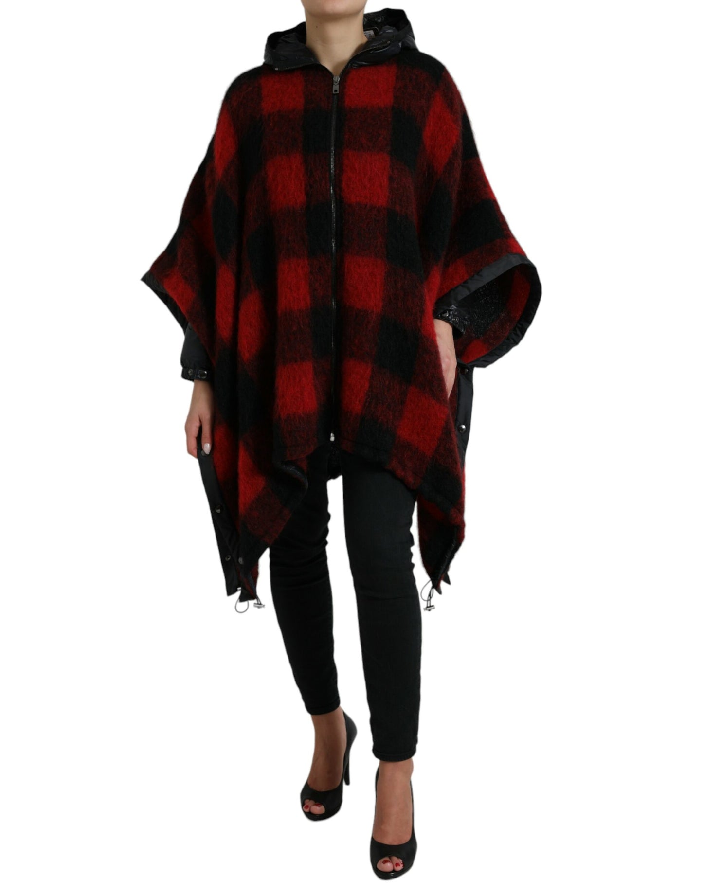 Elegancka kurtka typu poncho w kratkę Buffalo