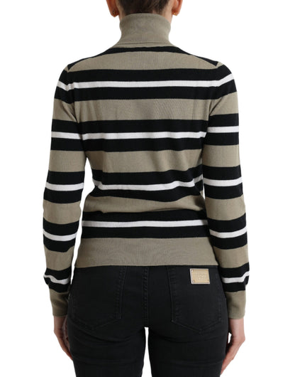 Dolce & Gabbana Multicolor Striped Wool Turtleneck Sweater