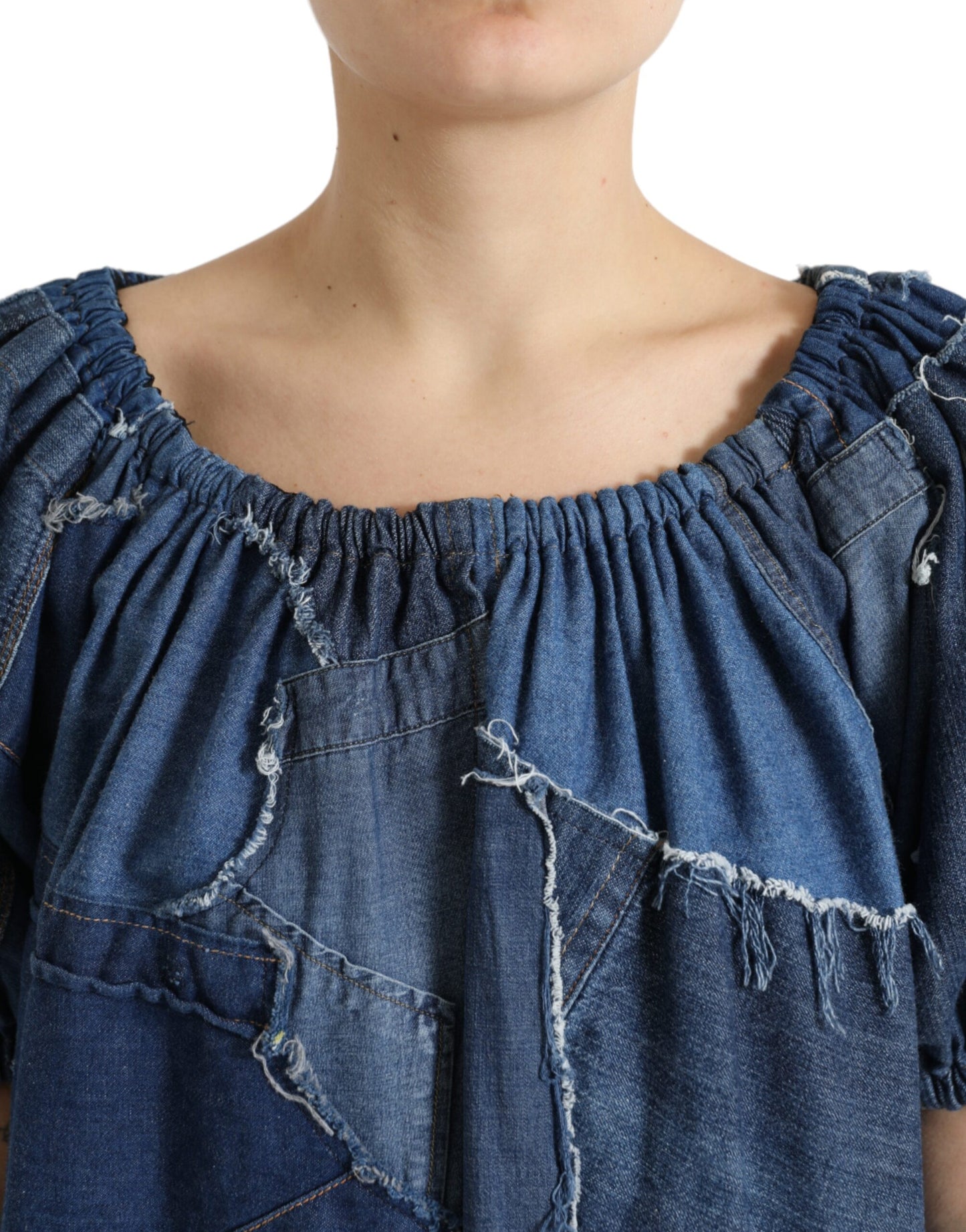 Dolce & Gabbana Elegant Cotton Denim Blouse Top