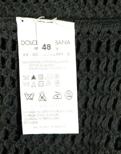 Dolce &amp; Gabbana Elegancki sweter z dekoltem w serek w kolorze ciemnozielonym