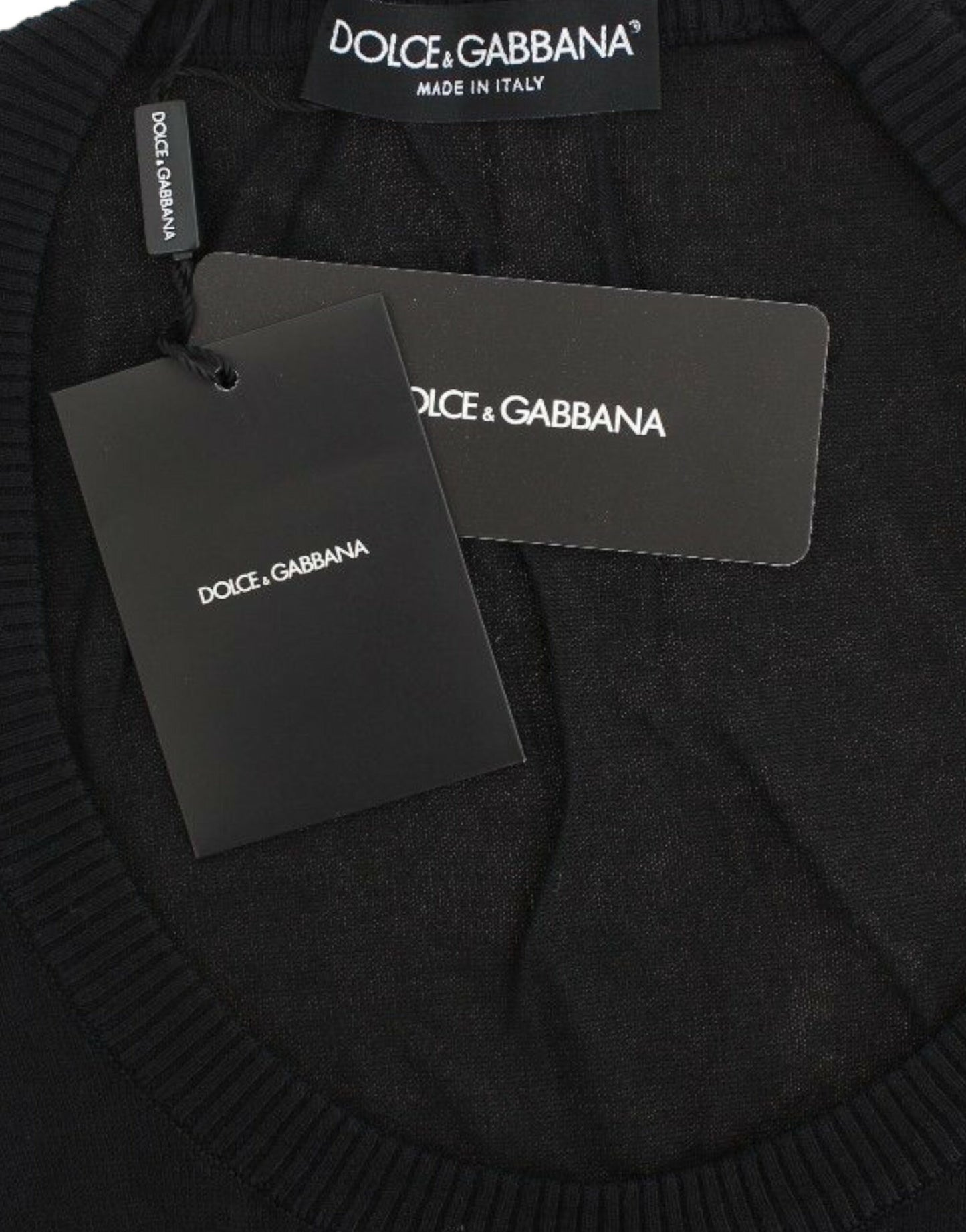 Dolce &amp; Gabbana Elegancki czarny głęboki sweter z okrągłym dekoltem