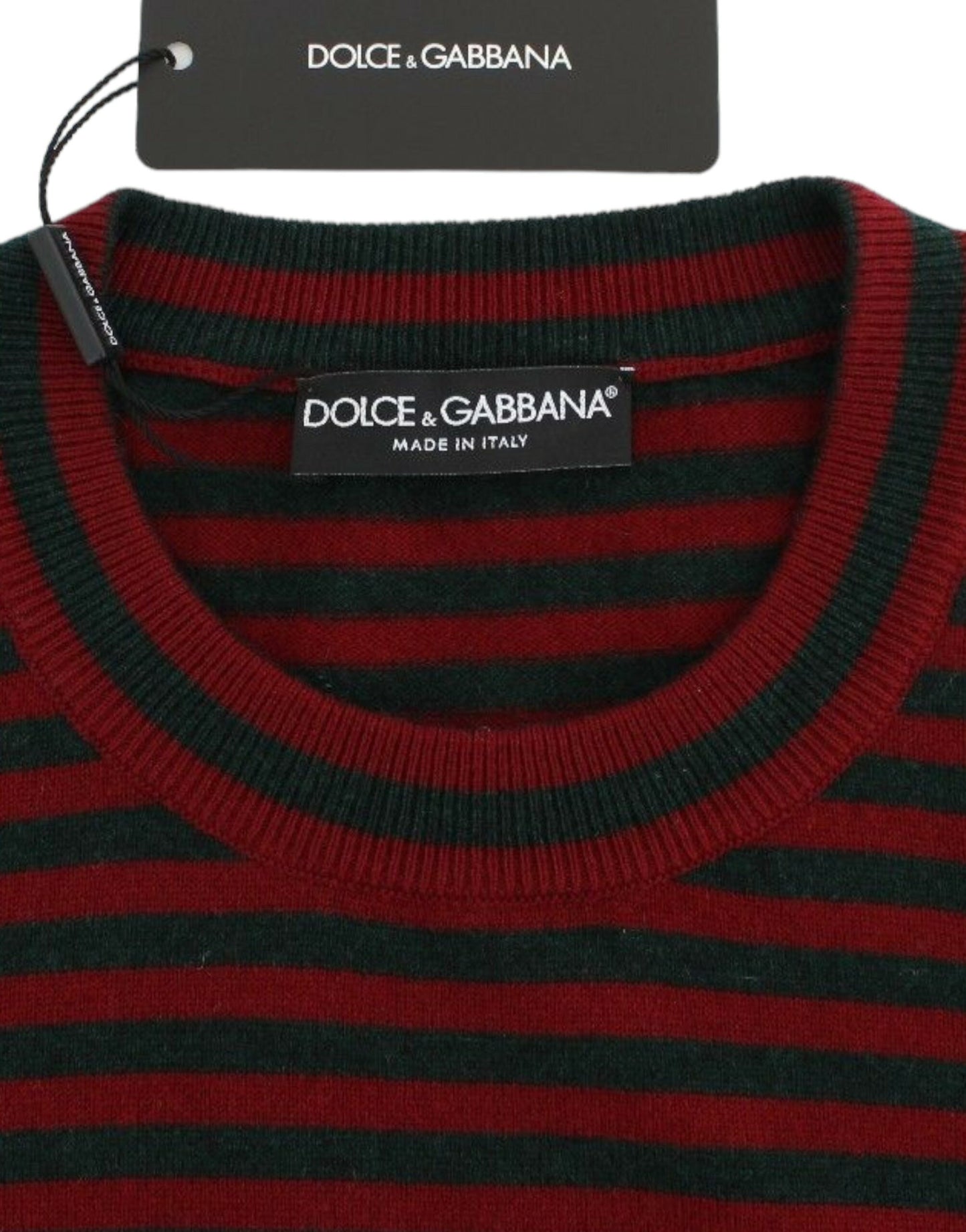 Dolce &amp; Gabbana Elegancki sweter z okrągłym dekoltem w paski z kaszmiru