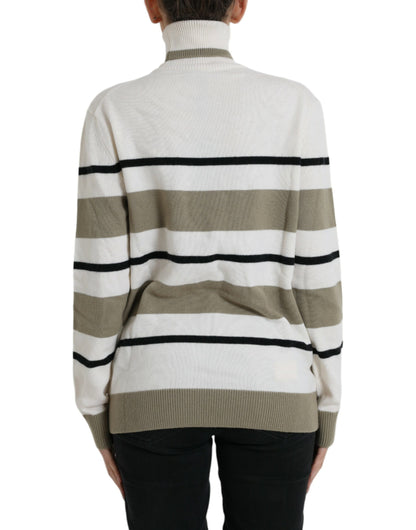 Dolce & Gabbana Italian Striped Wool Turtleneck Sweater