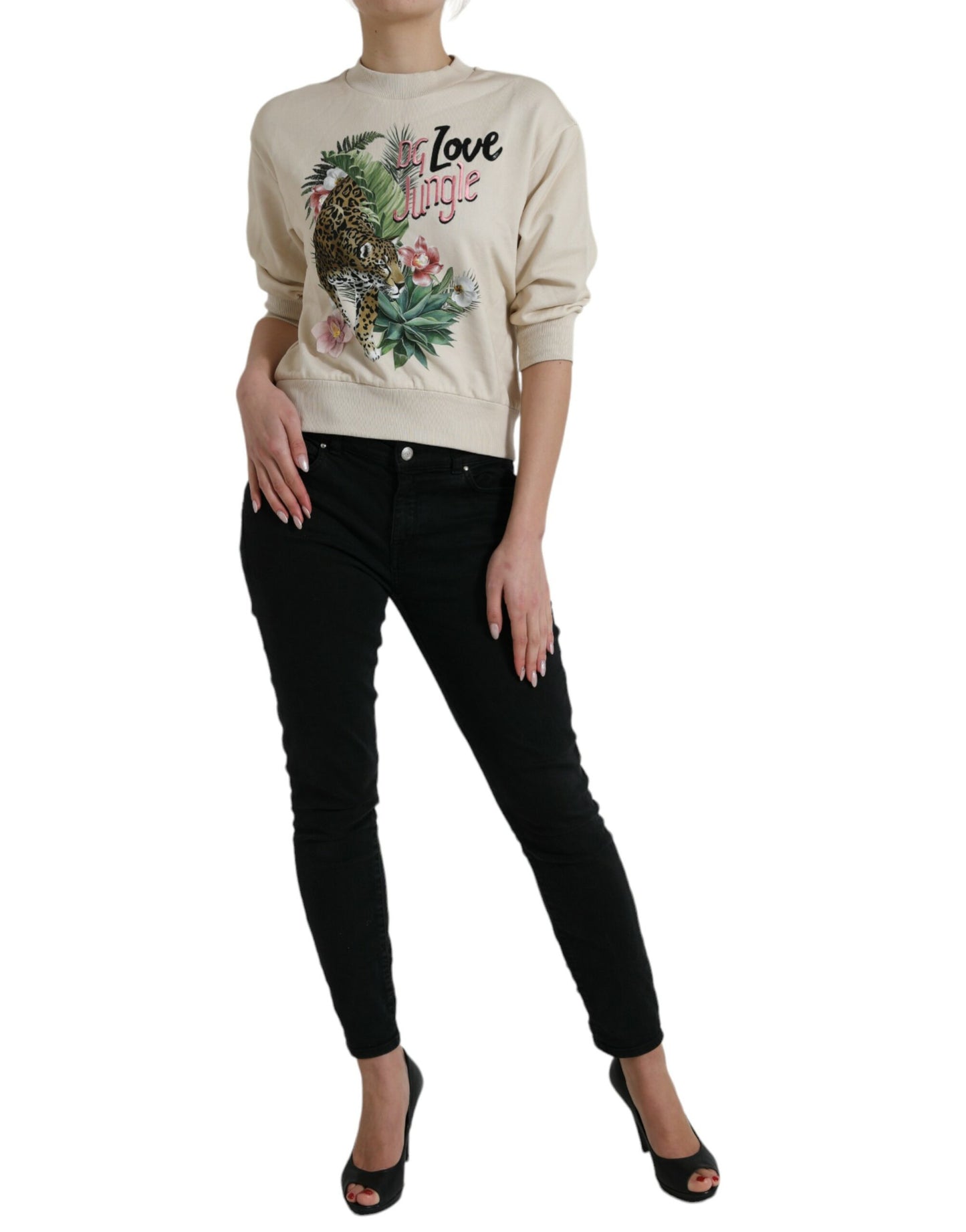 Dolce & Gabbana Elegant Jungle Print Crewneck Sweater