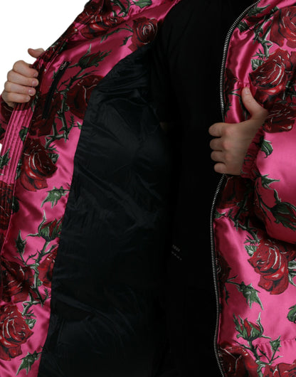 Dolce & Gabbana Elegant Rose Print Quilted Jacket