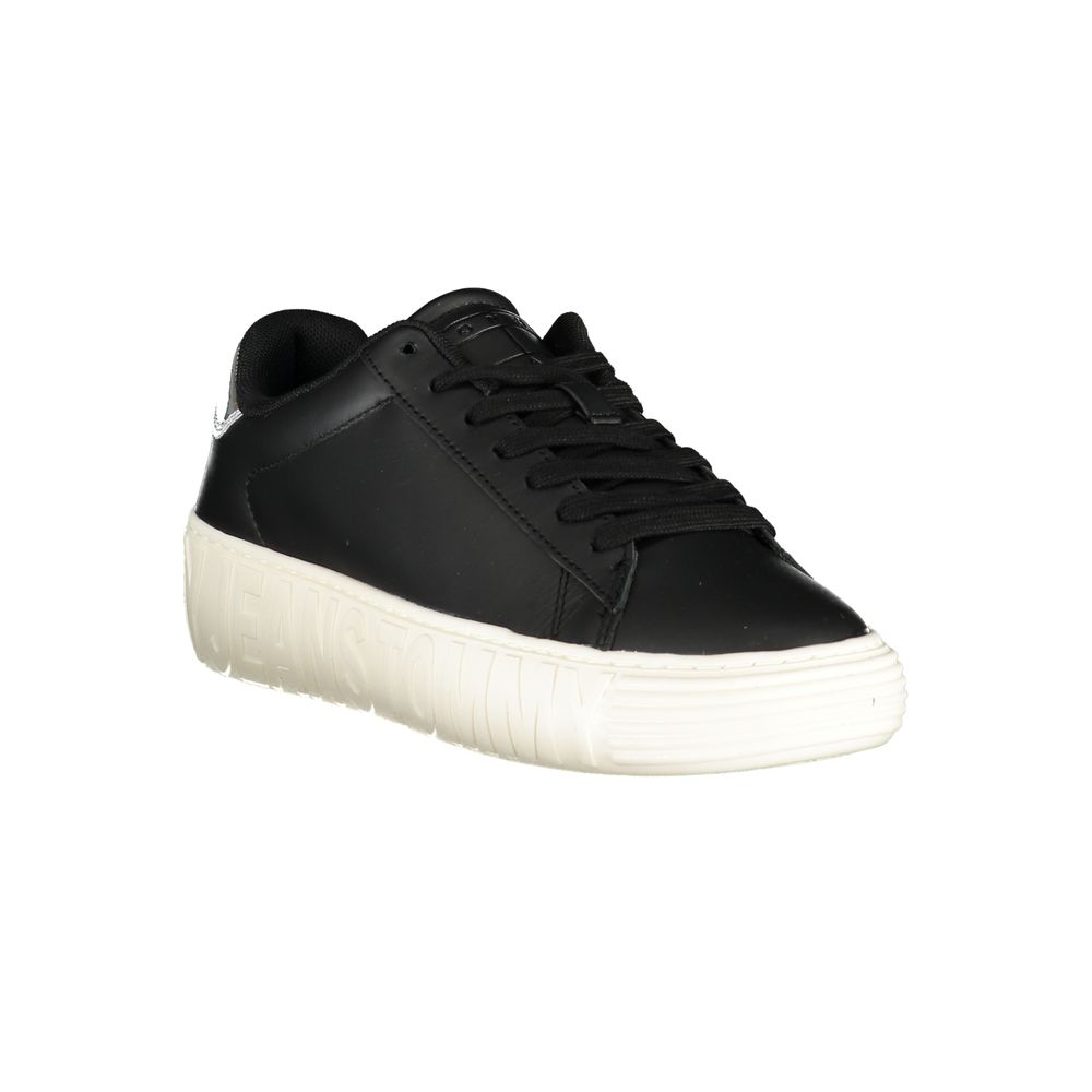 Tommy Hilfiger Black Leather Women Sneaker