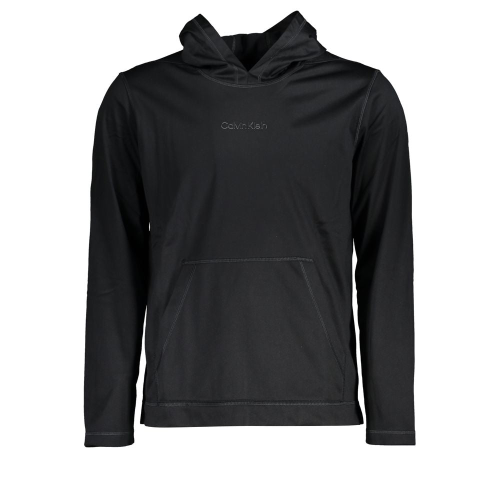 Calvin Klein Sleek Black Hooded Sweatshirt with Logo Print