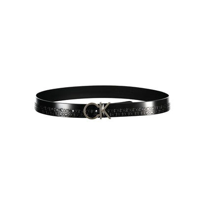 Calvin Klein Elegant Black Leather Belt with Metal Buckle