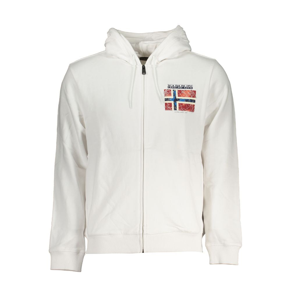 Napapijri Chic White Hooded Cotton Sweatshirt