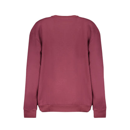 Cavalli Class Purple Fleece Crew Neck Sweatshirt with Logo Print