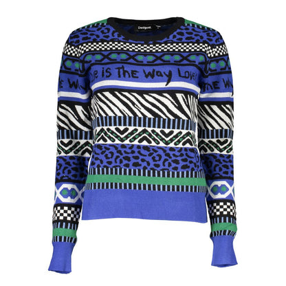 Desigual Elegant Crew Neck Sweater with Contrast Details